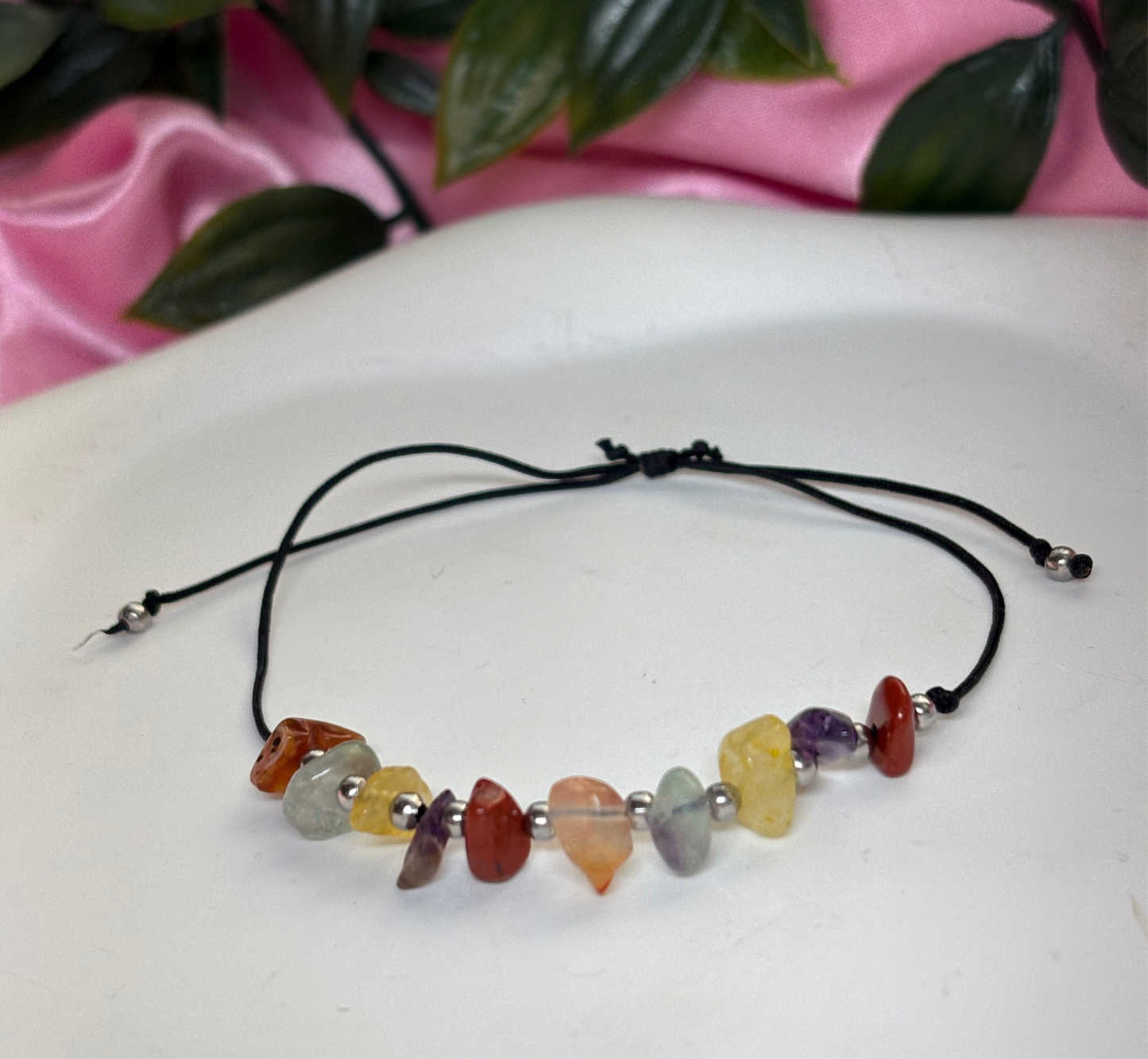Fatigue / mood boosting crystal anklet amethyst / citrine / carnelian / fluorite/ jasper