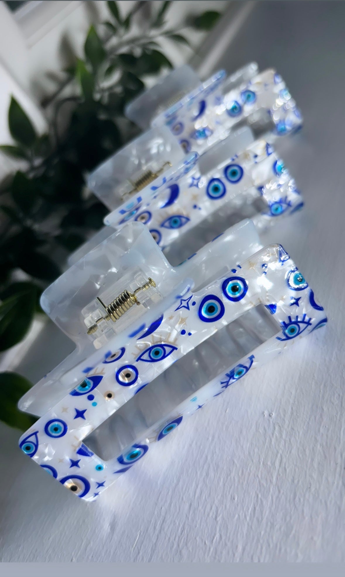 Evil eye hair claw clips