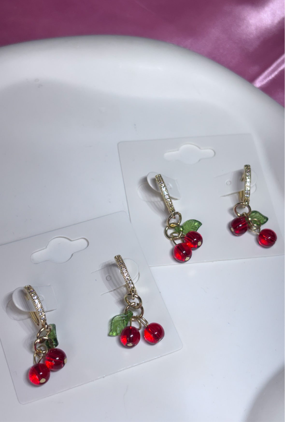 18k gold plated diamanté cherry hoops