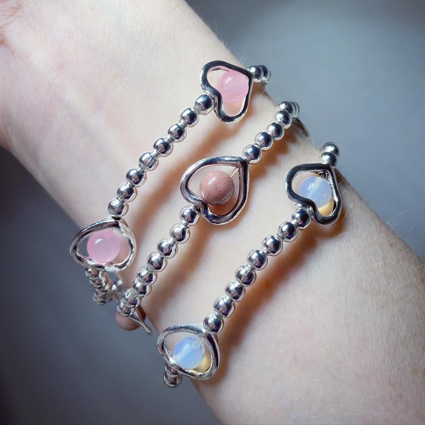 Crystal anxiety relief heart spinning fidget bracelet