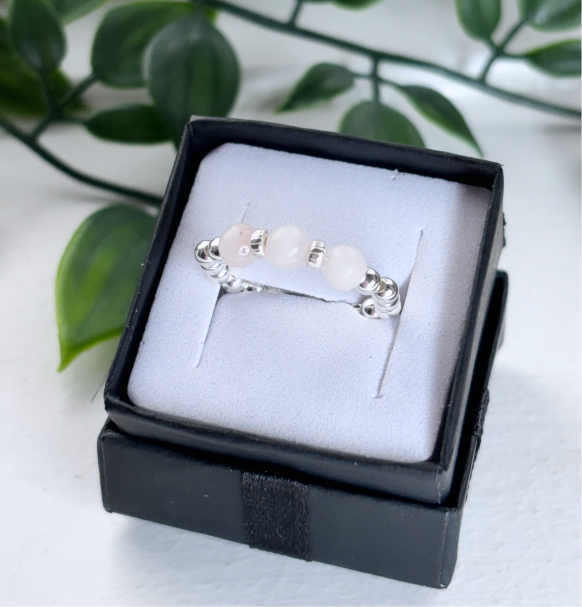 Sterling silver crystal beaded stacking rings
