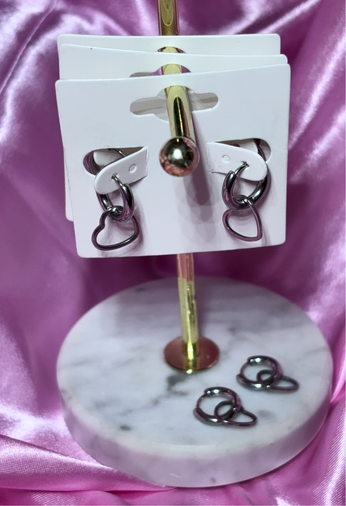 Stainless steel open heart huggie hoops