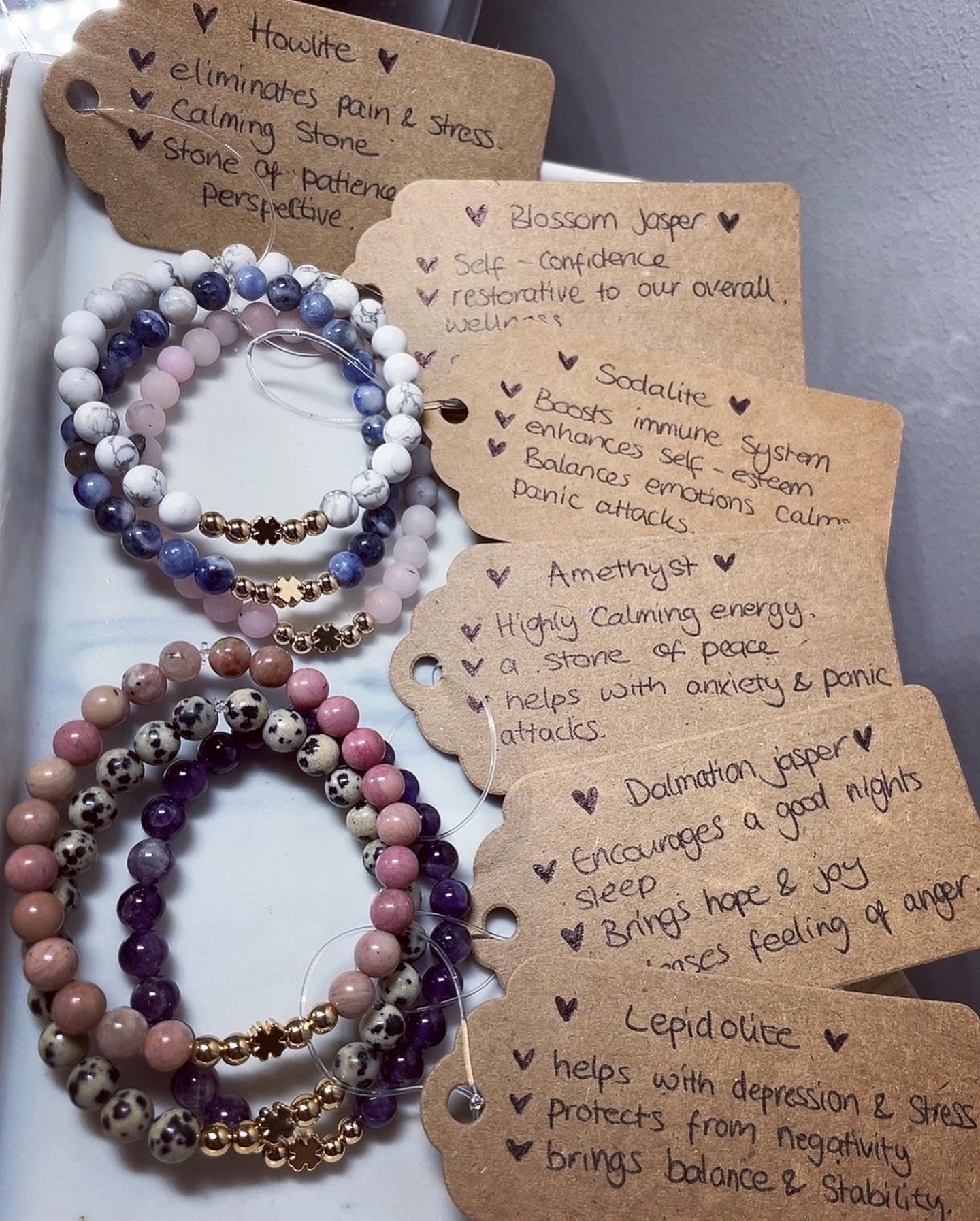 Clover leaf crystal healing bracelets