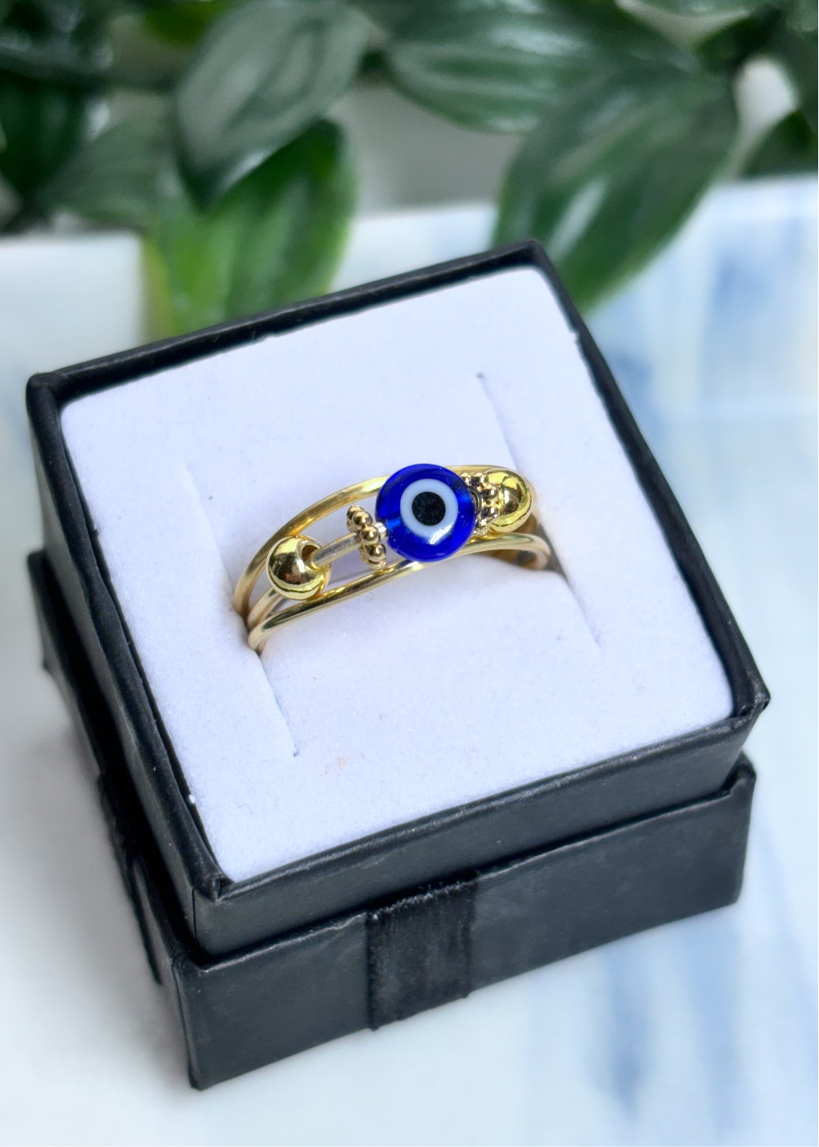 Evil eye fidget ring | 18k gold plated anxiety relief fidget ring