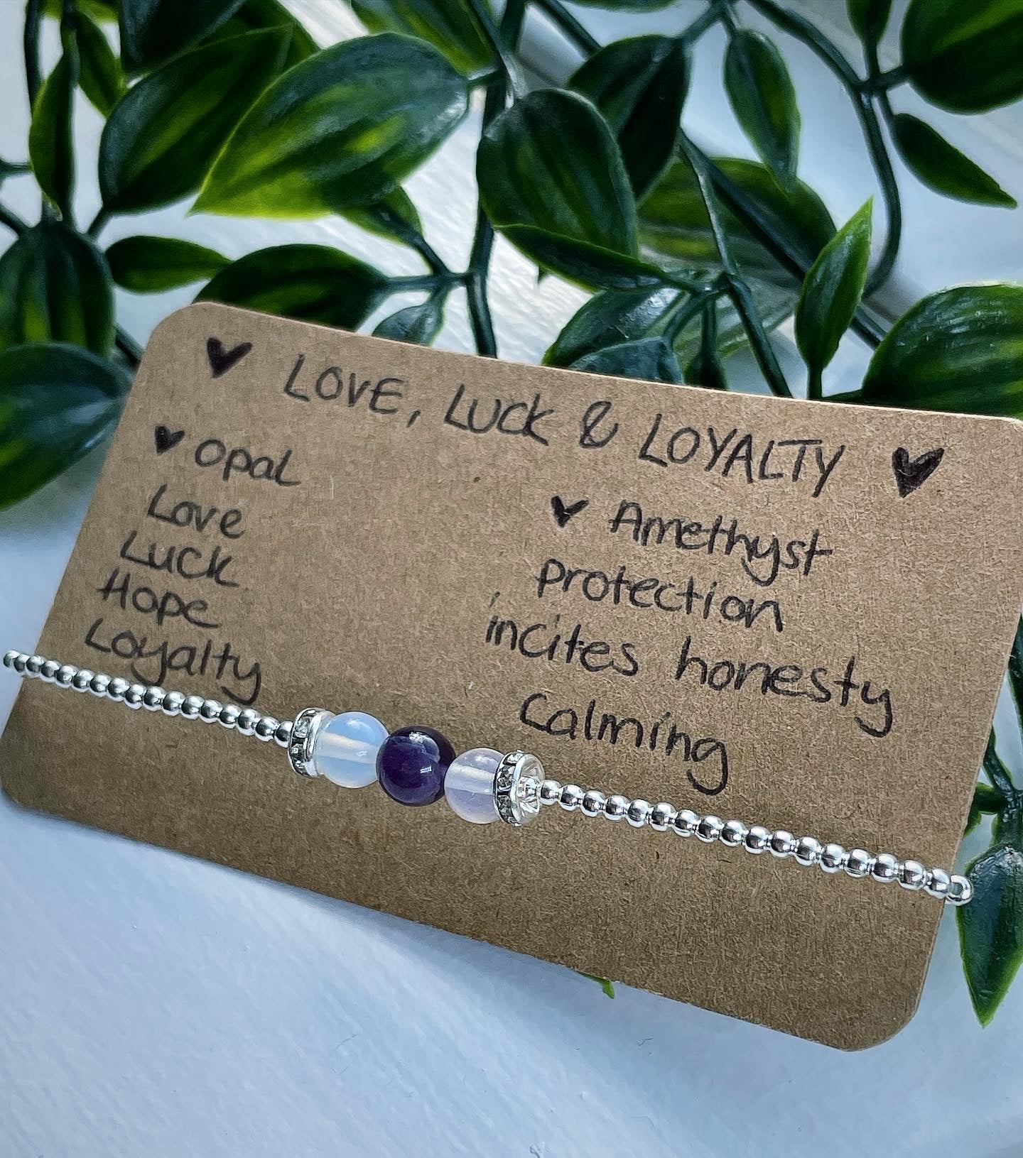 Amethyst opal love luck & loyalty