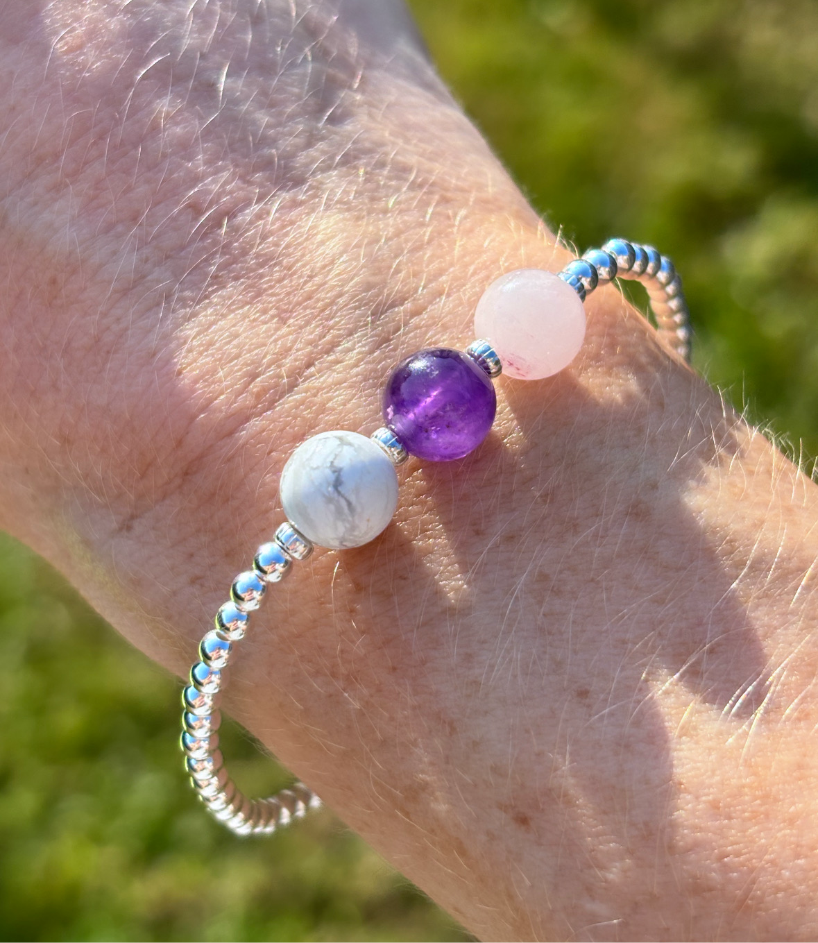 Sterling Silver anxiety/stress relief crystal healing bracelet