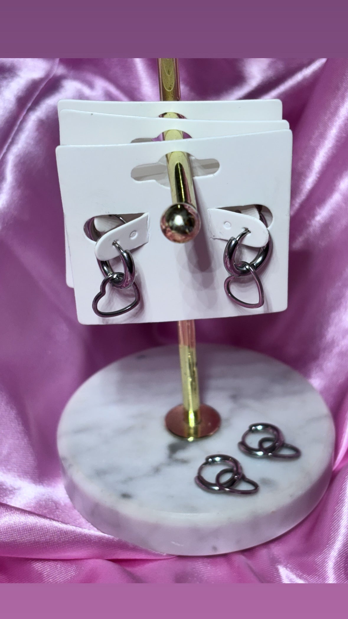 Stainless steel open heart huggie hoops