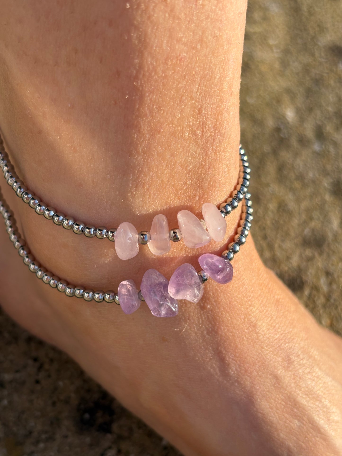 Waterproof Tarnish resistant crystal beaded anklets
