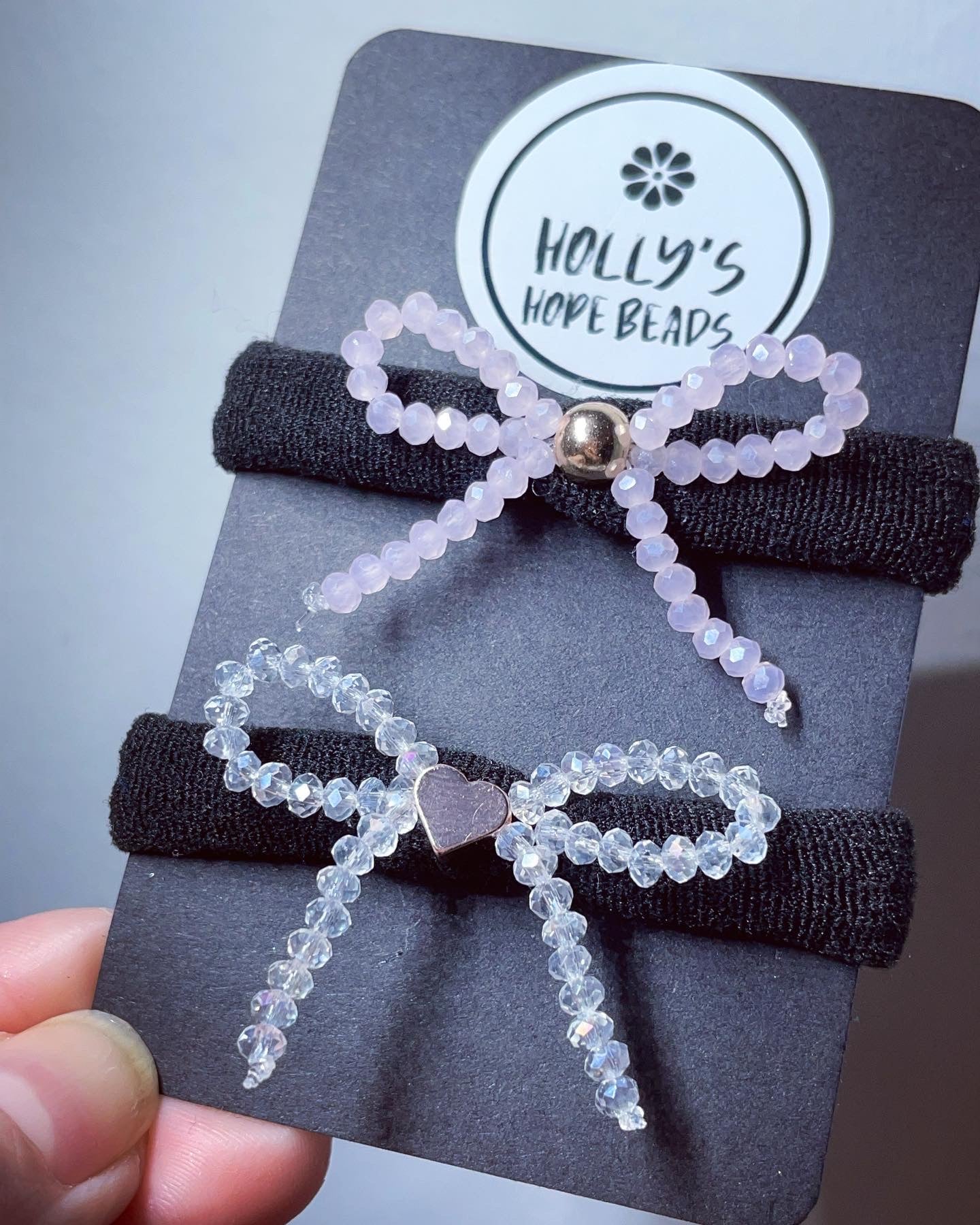 Hair bobbles non snag crystal bow hair bobbles | hair elastics | hair accessories | hair bows