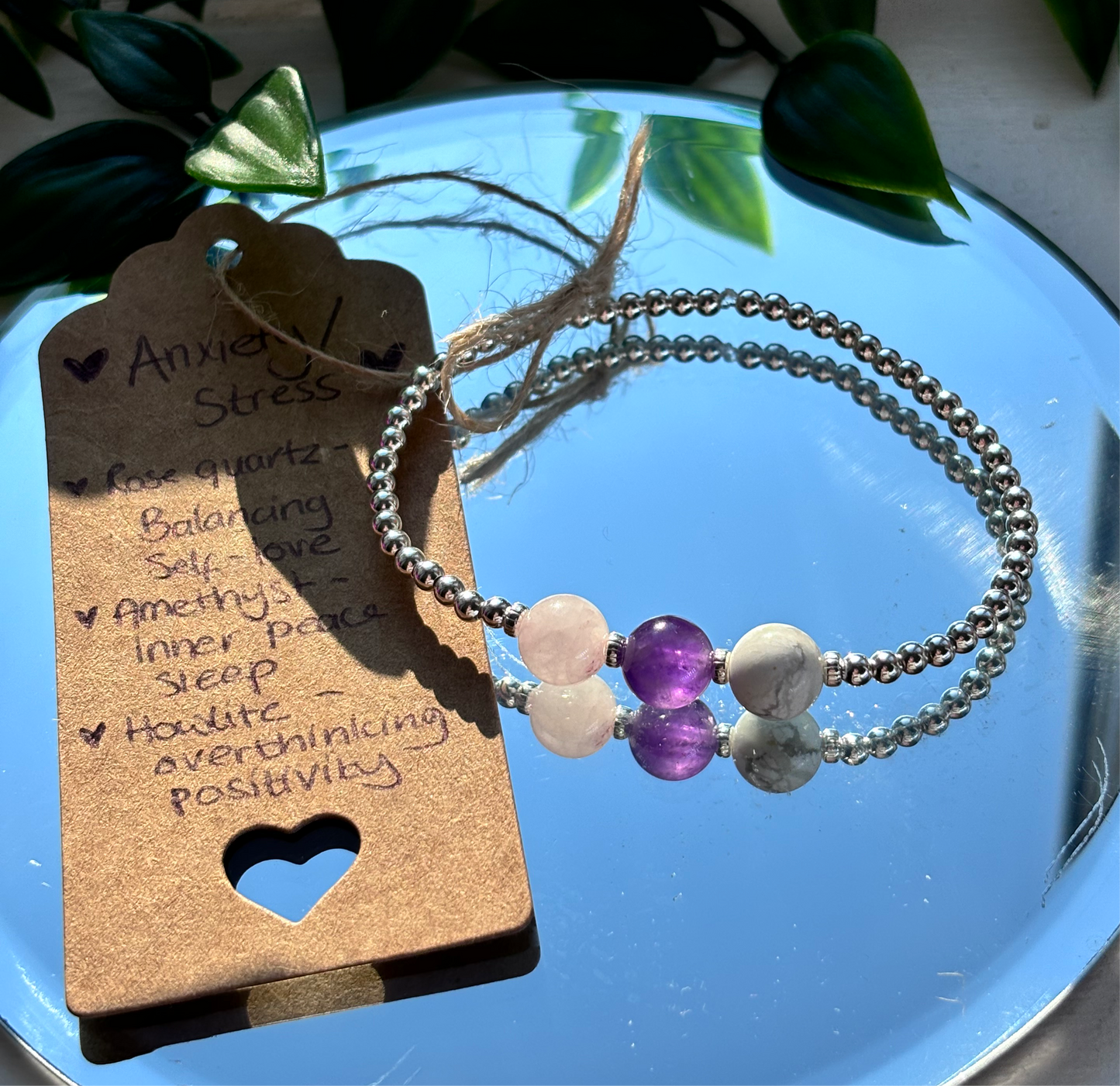 Sterling Silver anxiety/stress relief crystal healing bracelet