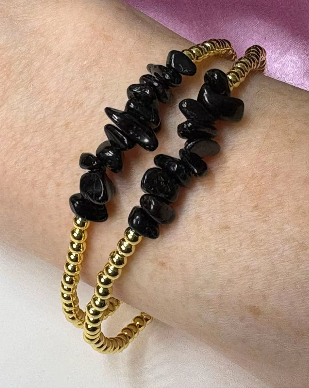 18k gold plated tourmaline protection and positive energy crystal bracelet
