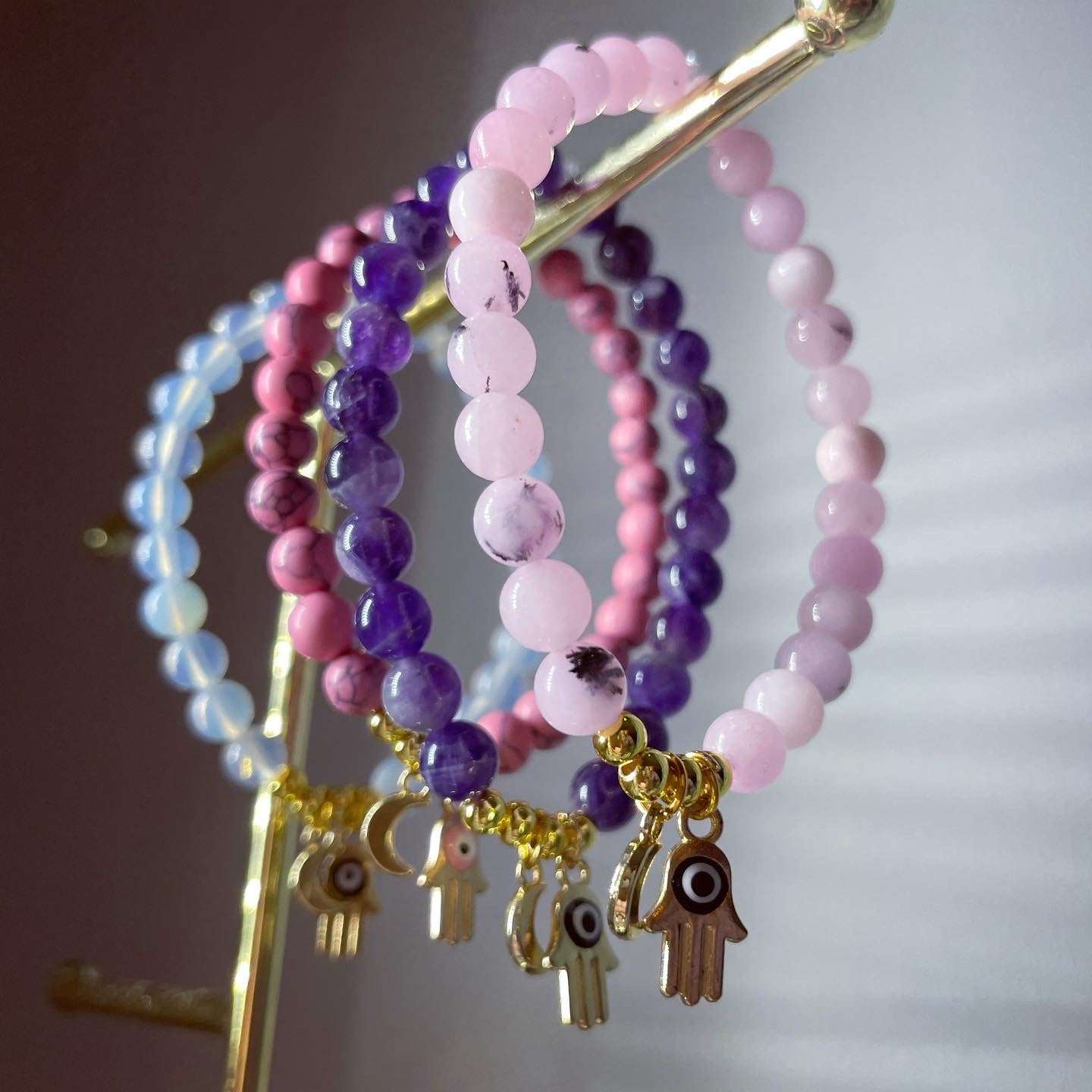 Hamsa hand & moon🌙 crystal bead bracelets