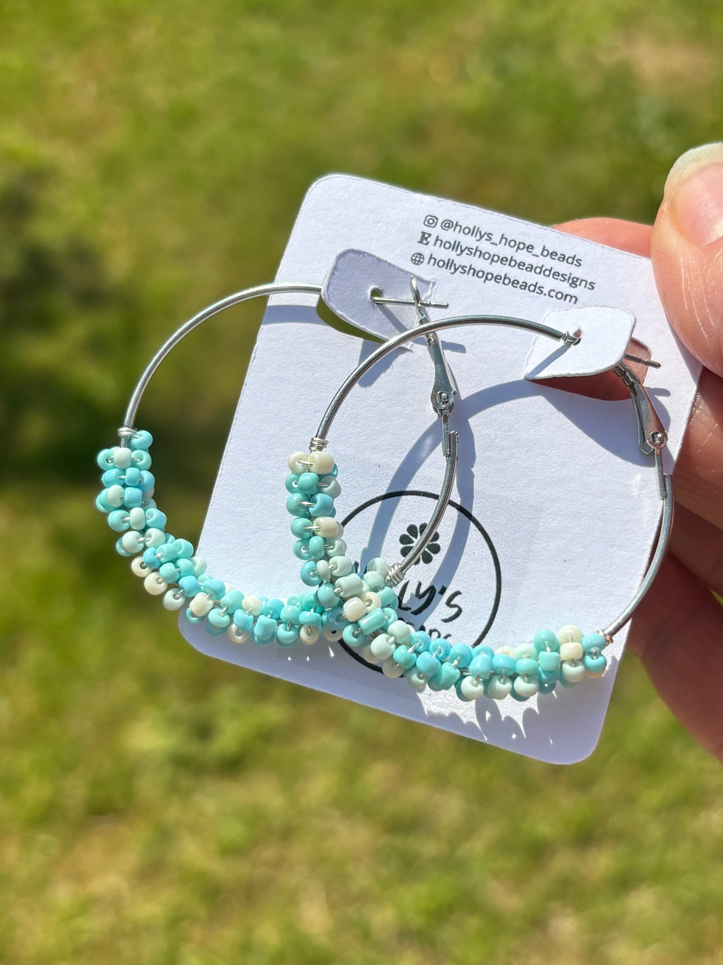 Glass Beaded Large Hoop Earrings