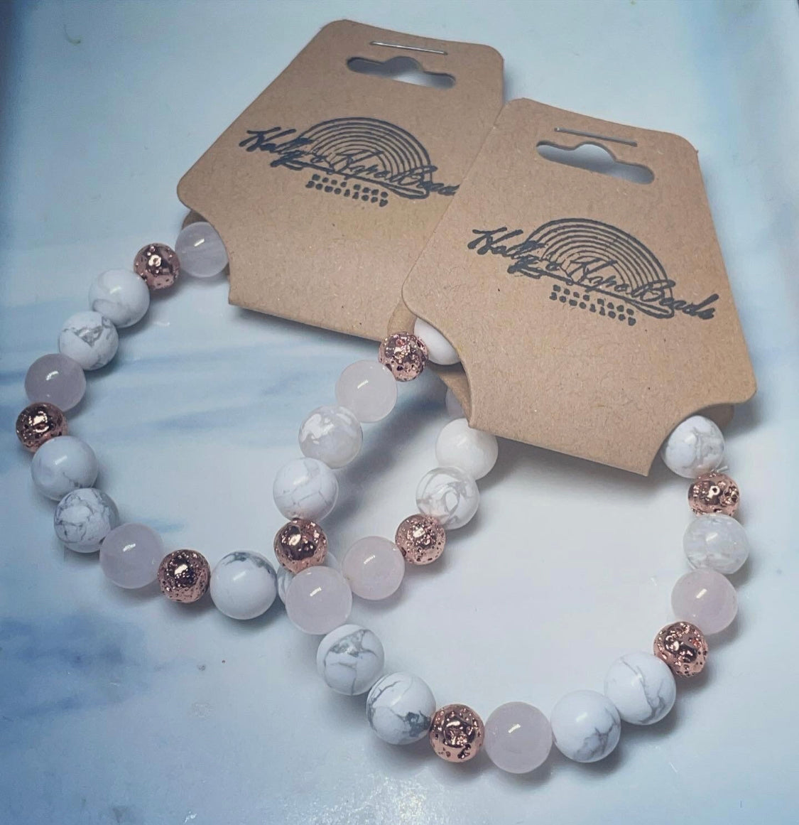 Self love rose Quartz and howlite crystal healing bracelets