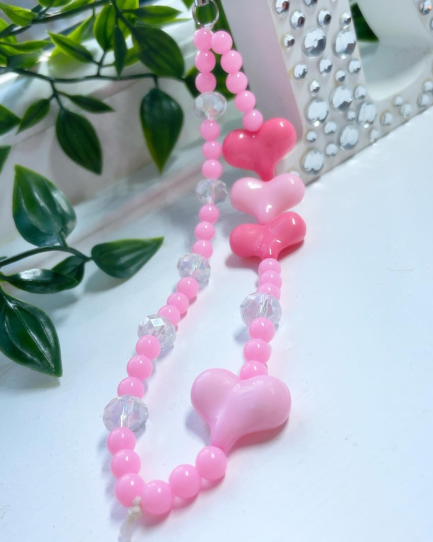 Puffy pink heart phone strap | mobile phone strap | phone charms | phone accessories
