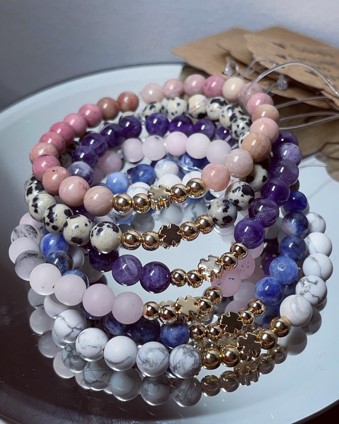 Clover leaf crystal healing bracelets