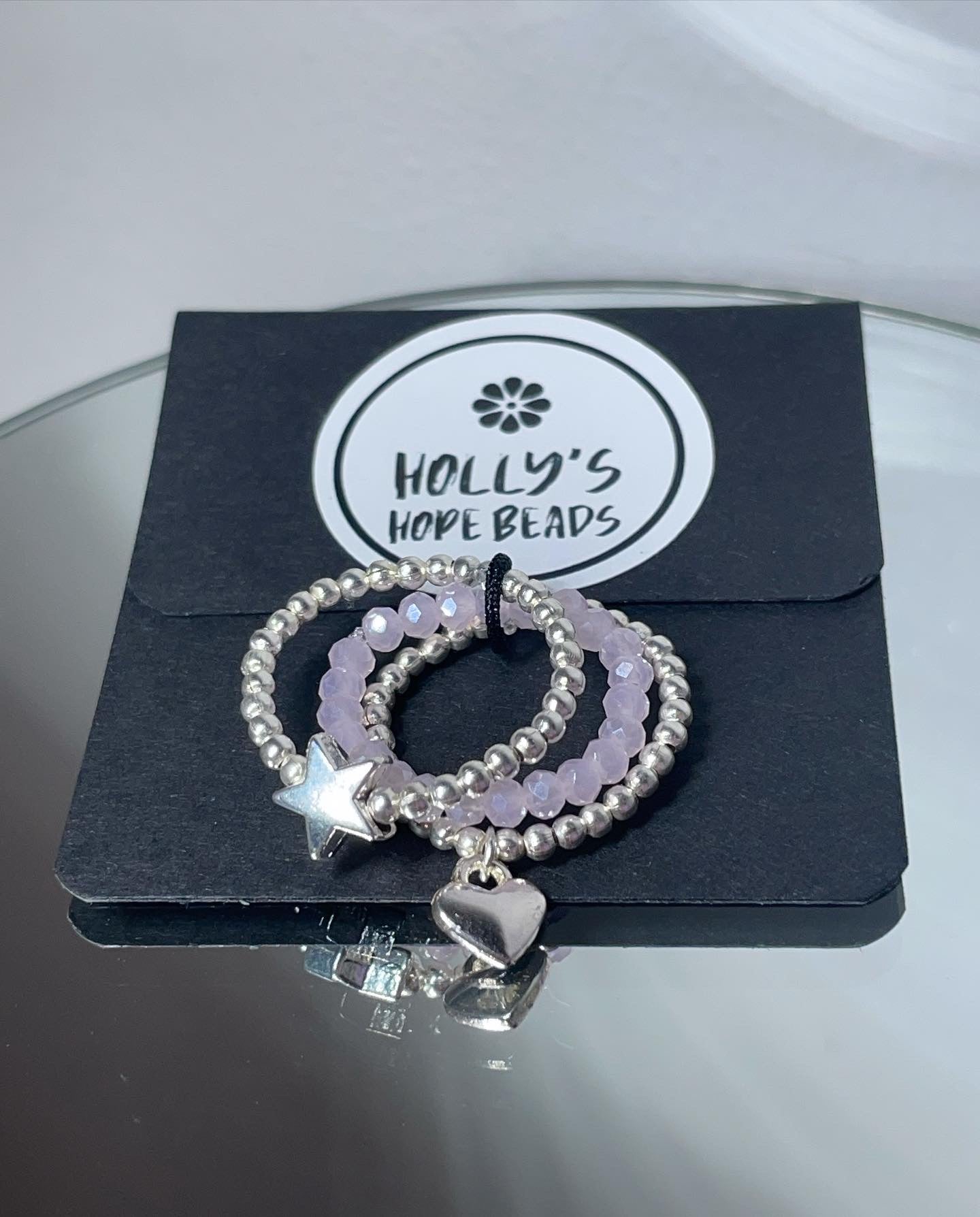 Star and heart charm ring stack | stacking rings | beaded rings