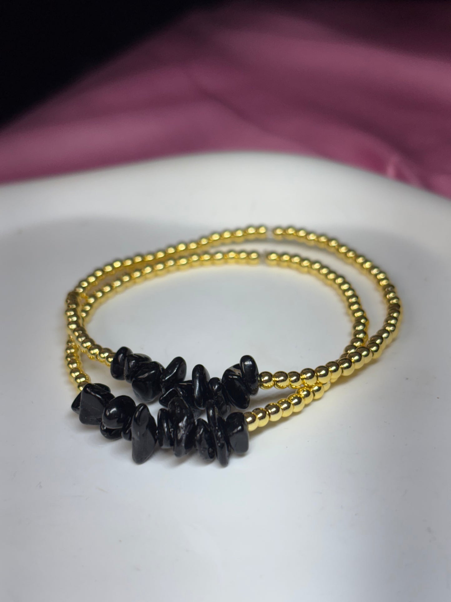 18k gold plated tourmaline protection and positive energy crystal bracelet