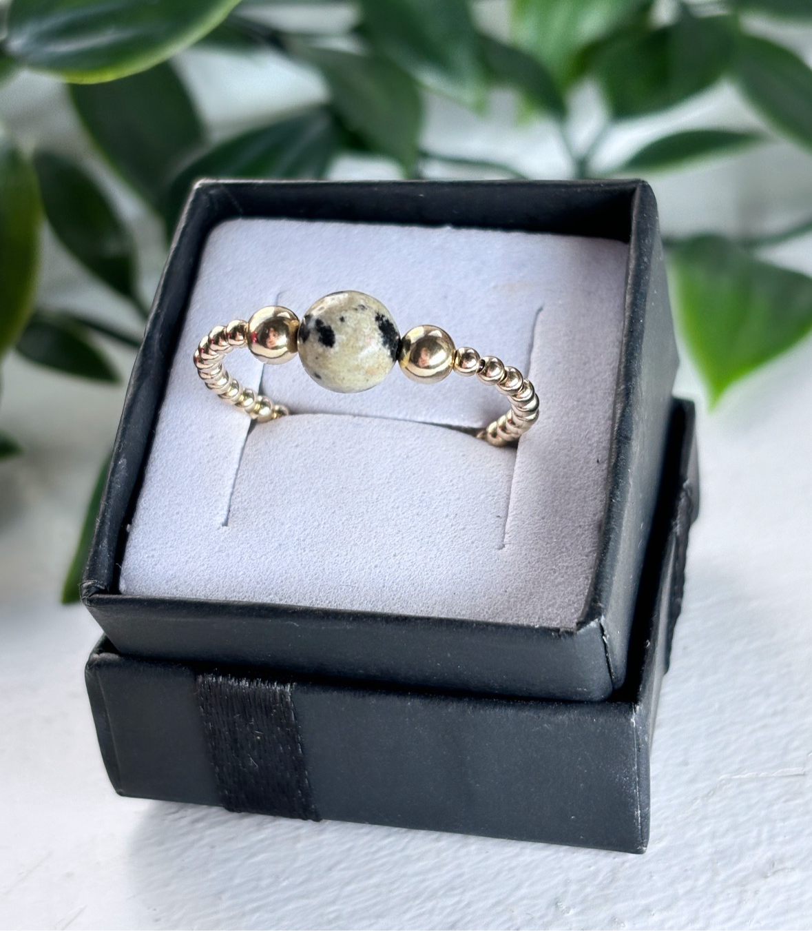 14K gold filled beaded crystal ring