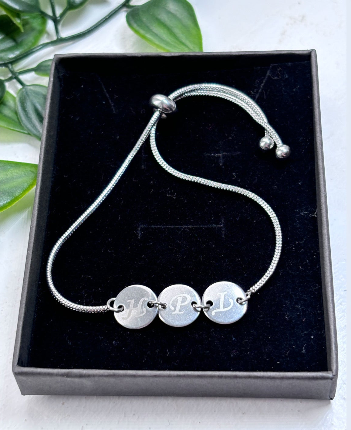 Initial disc bracelets stainless steel adjustable chain bracelets tarnish resistant