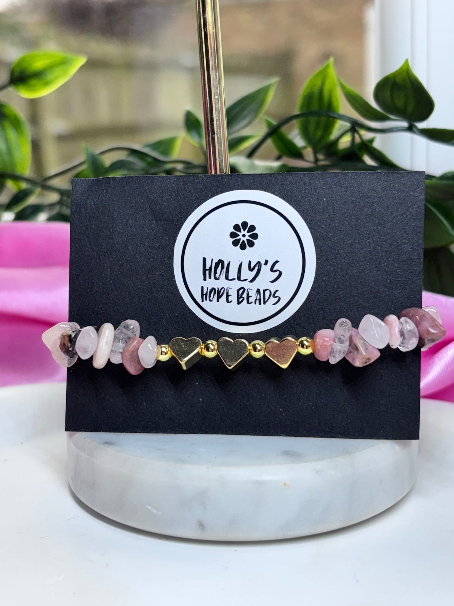 Love & connection rose Quartz, rhodonite, pink opal and morganite