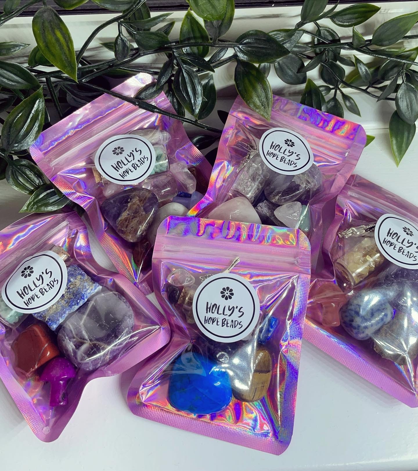 Lucky dip crystal bags tumble stones wish bottles natural crystals