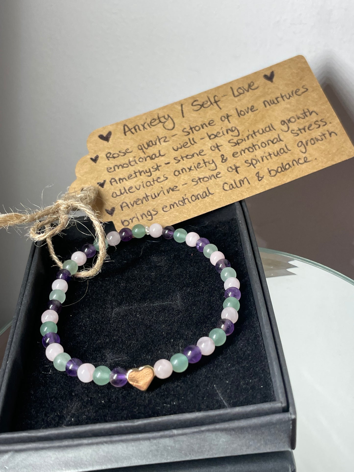 Anxiety/ self love crystal healing bracelet and anklet