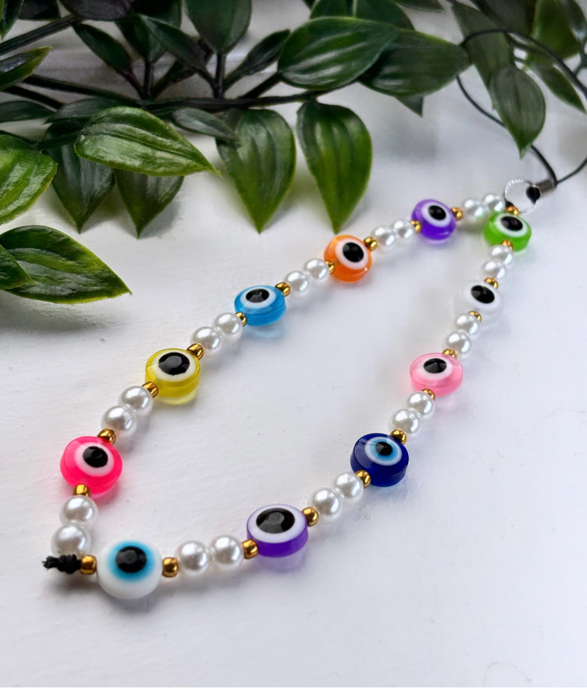 Evil eye pearl phone strap | phone straps | mobile phone strap | mobile charms