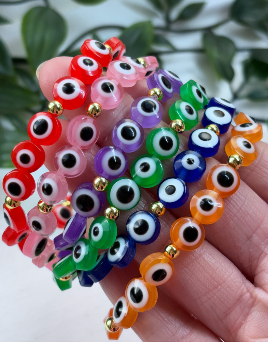 Evil eye coloured bracelets for luck and protection
