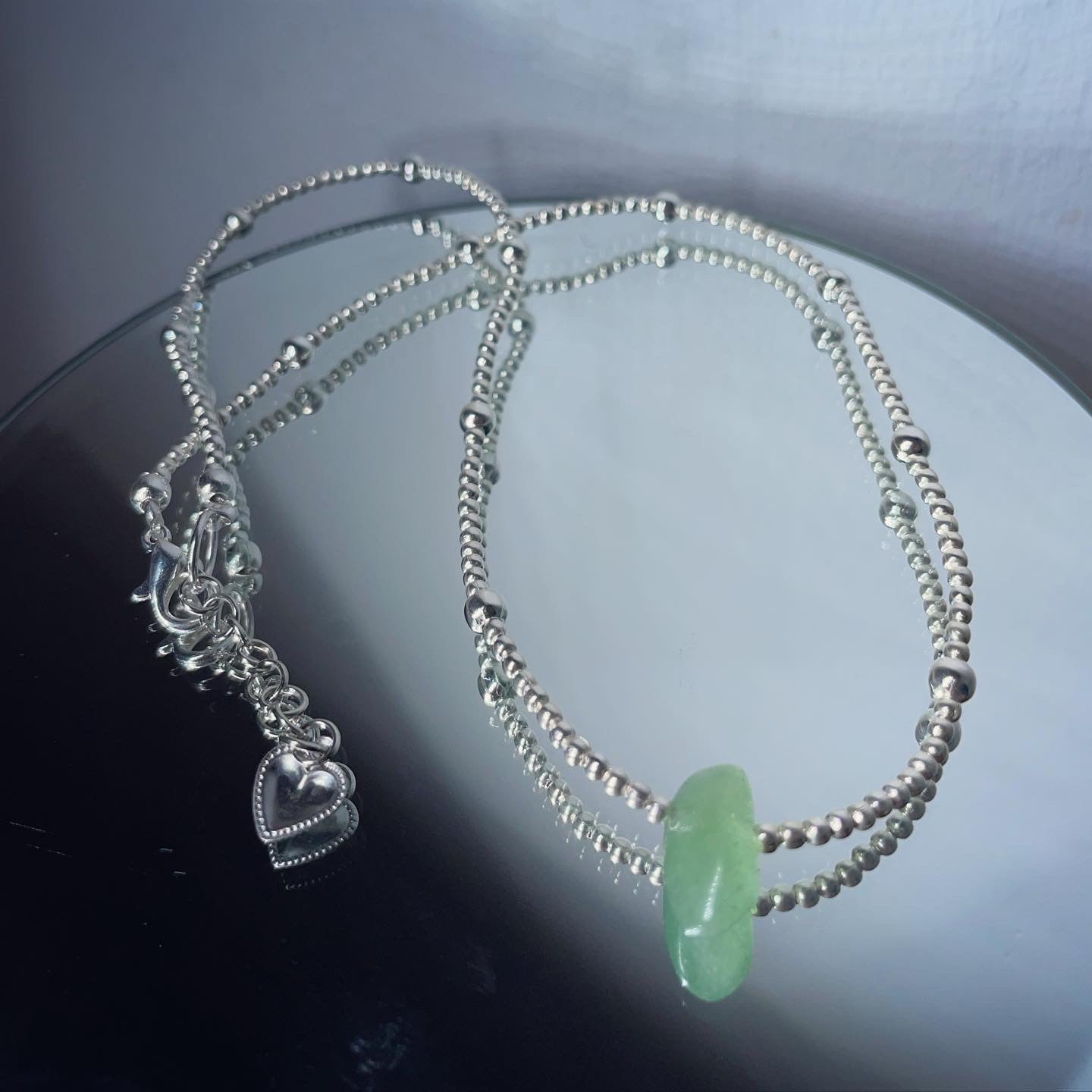 silver plated beaded crystal necklace