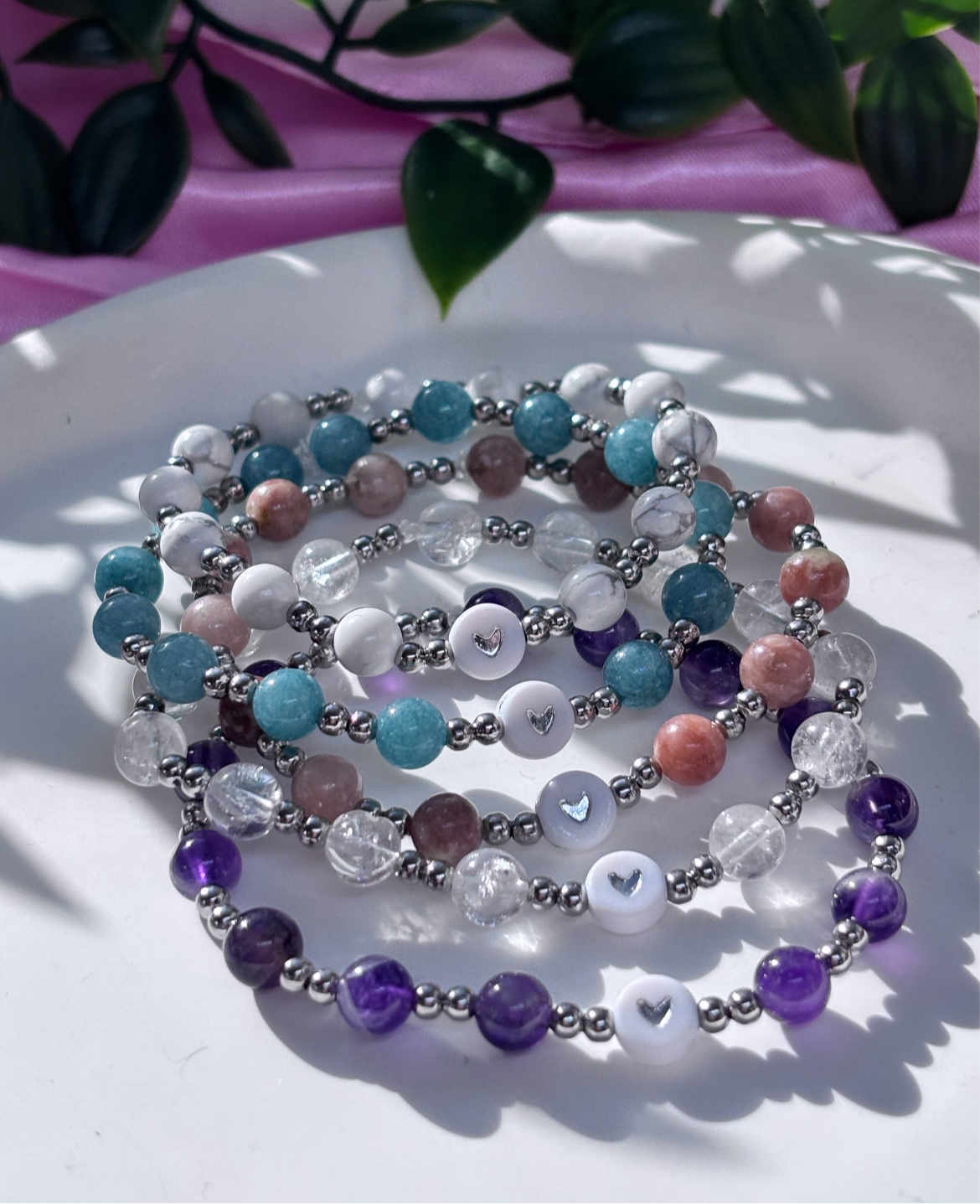 Stainless steel crystal beaded bracelets | water resistant | tarnish resistant