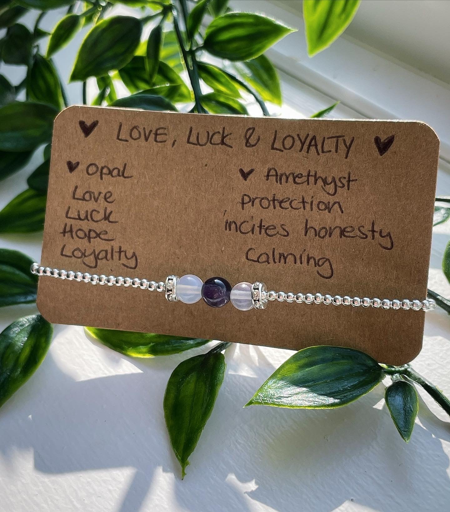 Amethyst opal love luck & loyalty