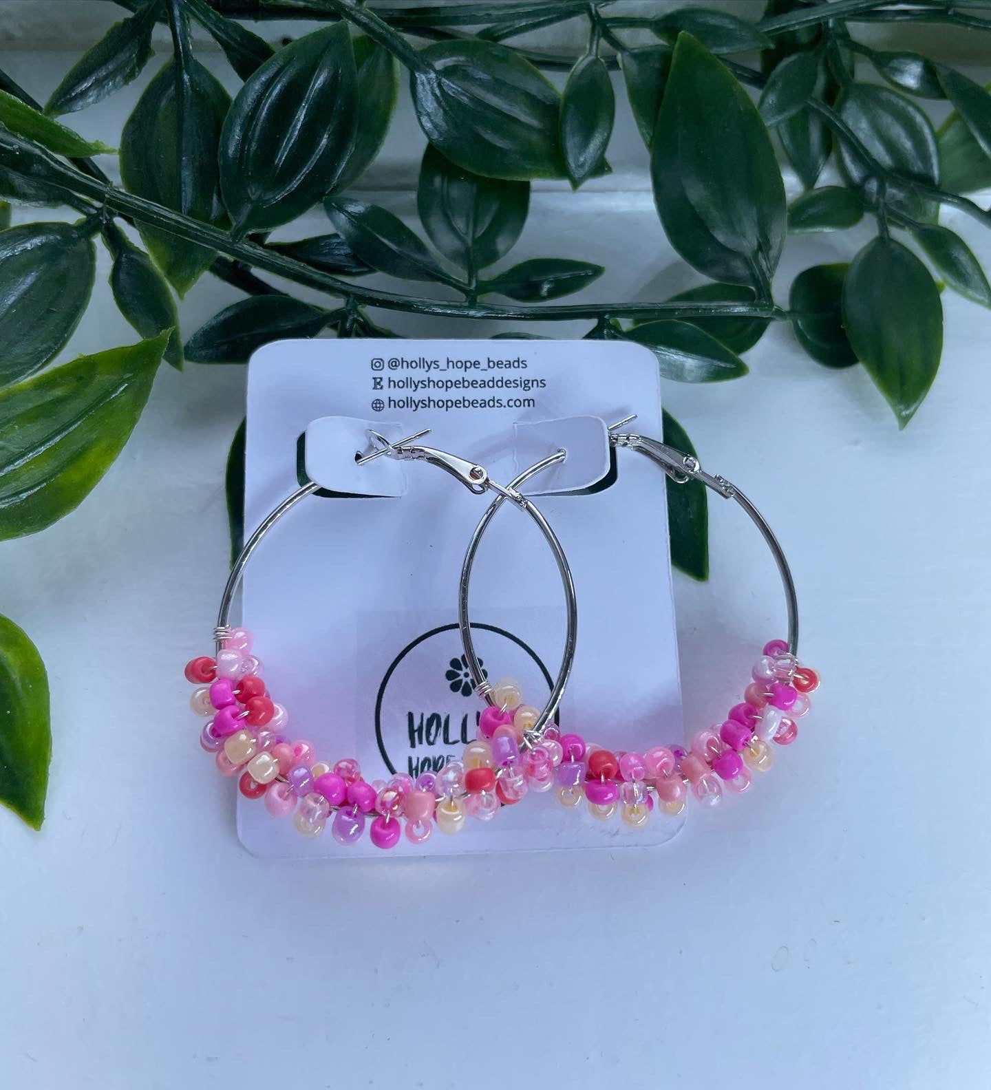 Glass Beaded Large Hoop Earrings