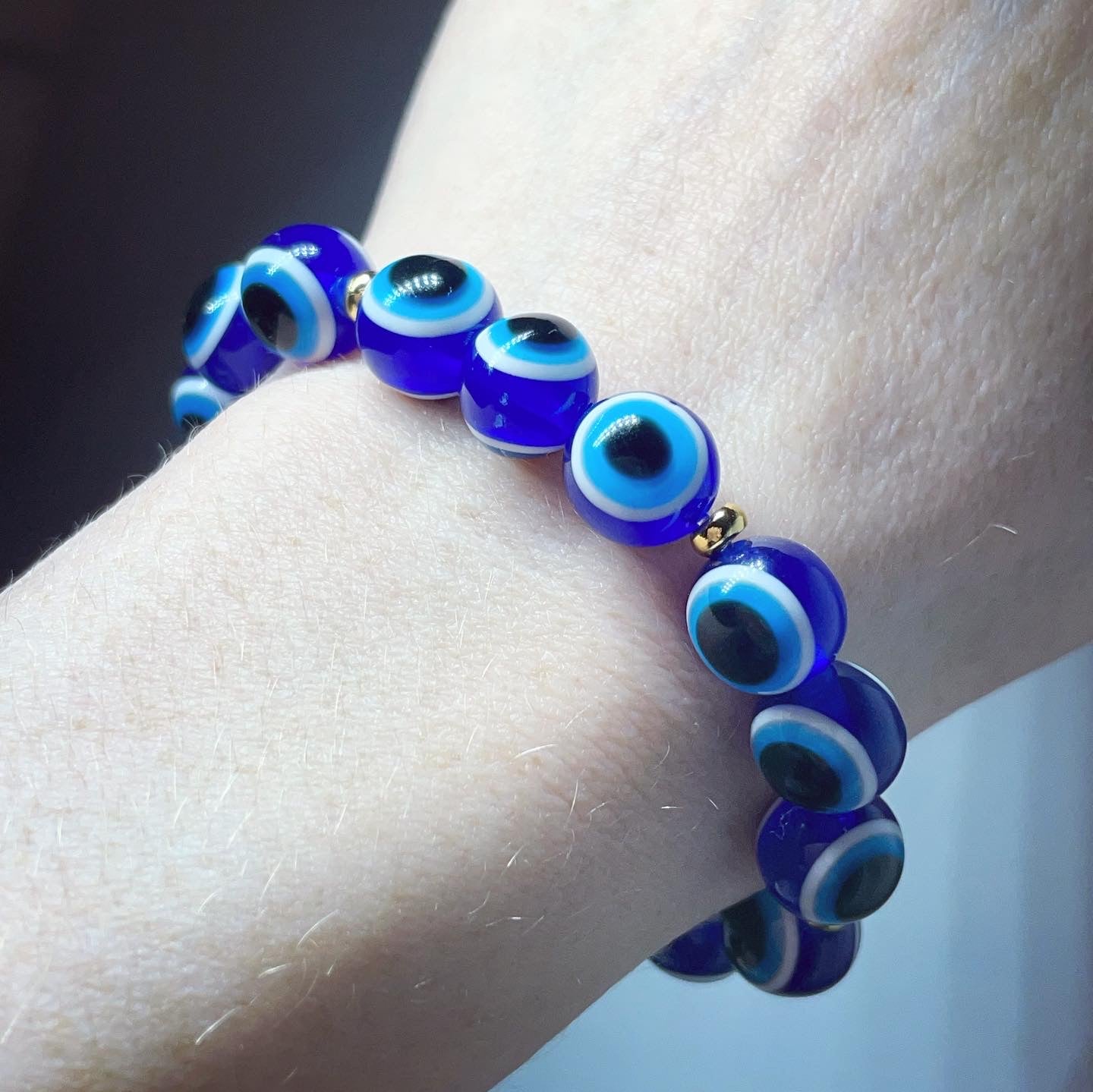 Evil eye beads With 18k gold plated spacers | evil eye jewellery | luck and protection