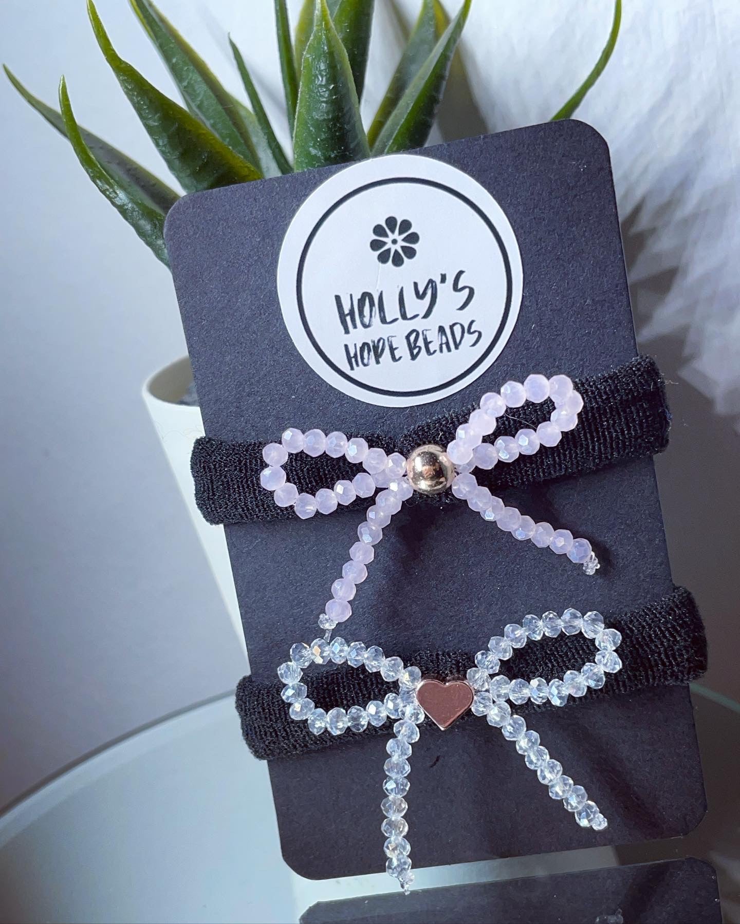 Hair bobbles non snag crystal bow hair bobbles | hair elastics | hair accessories | hair bows
