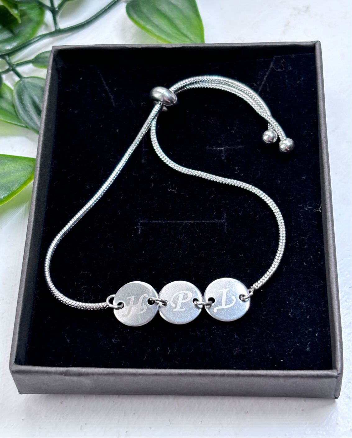 Initial disc bracelets stainless steel adjustable chain bracelets tarnish resistant