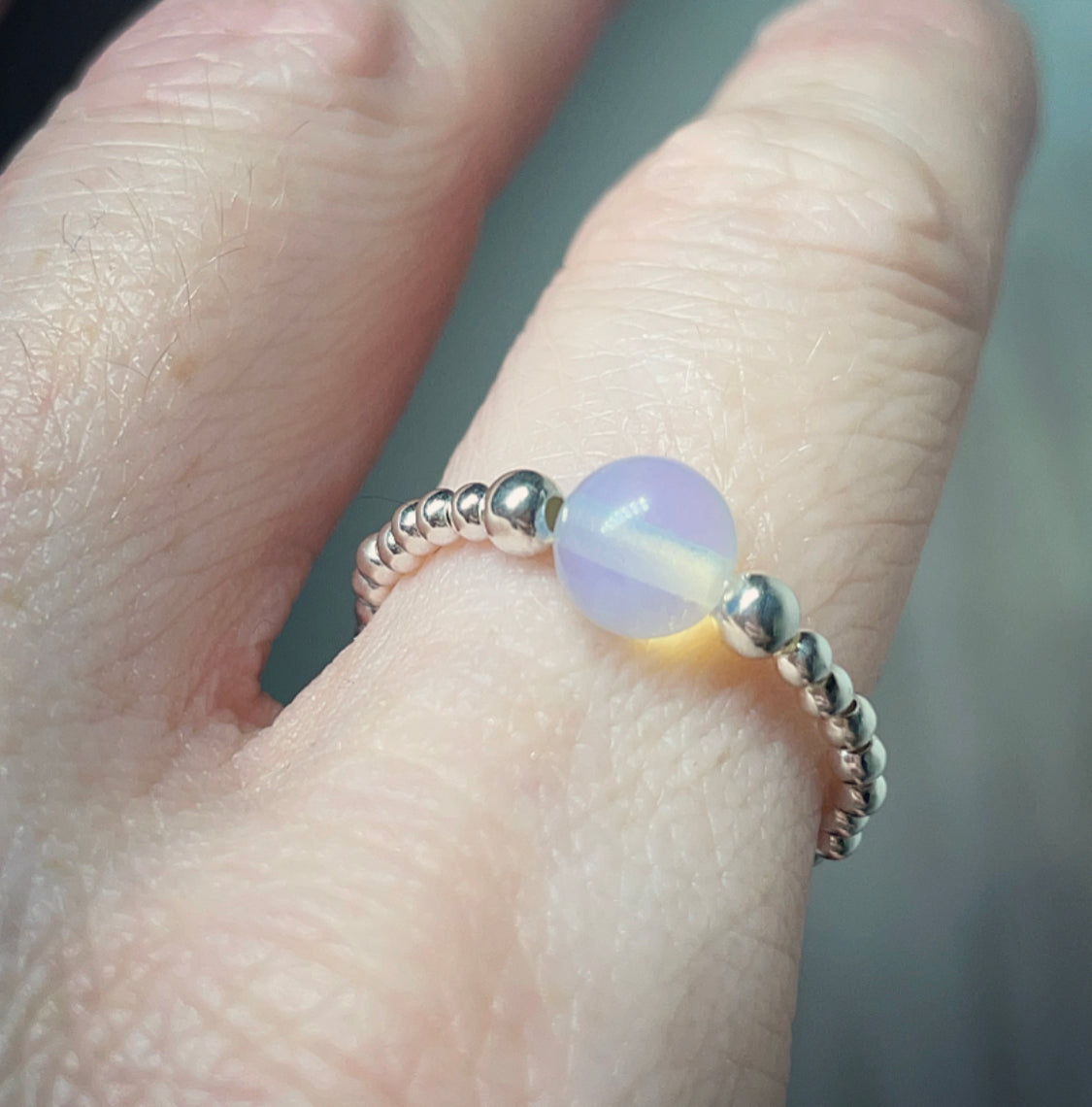 Crystal sterling silver beaded rings | crystal rings | beaded rings | sterling silver jewellery | stretch ring