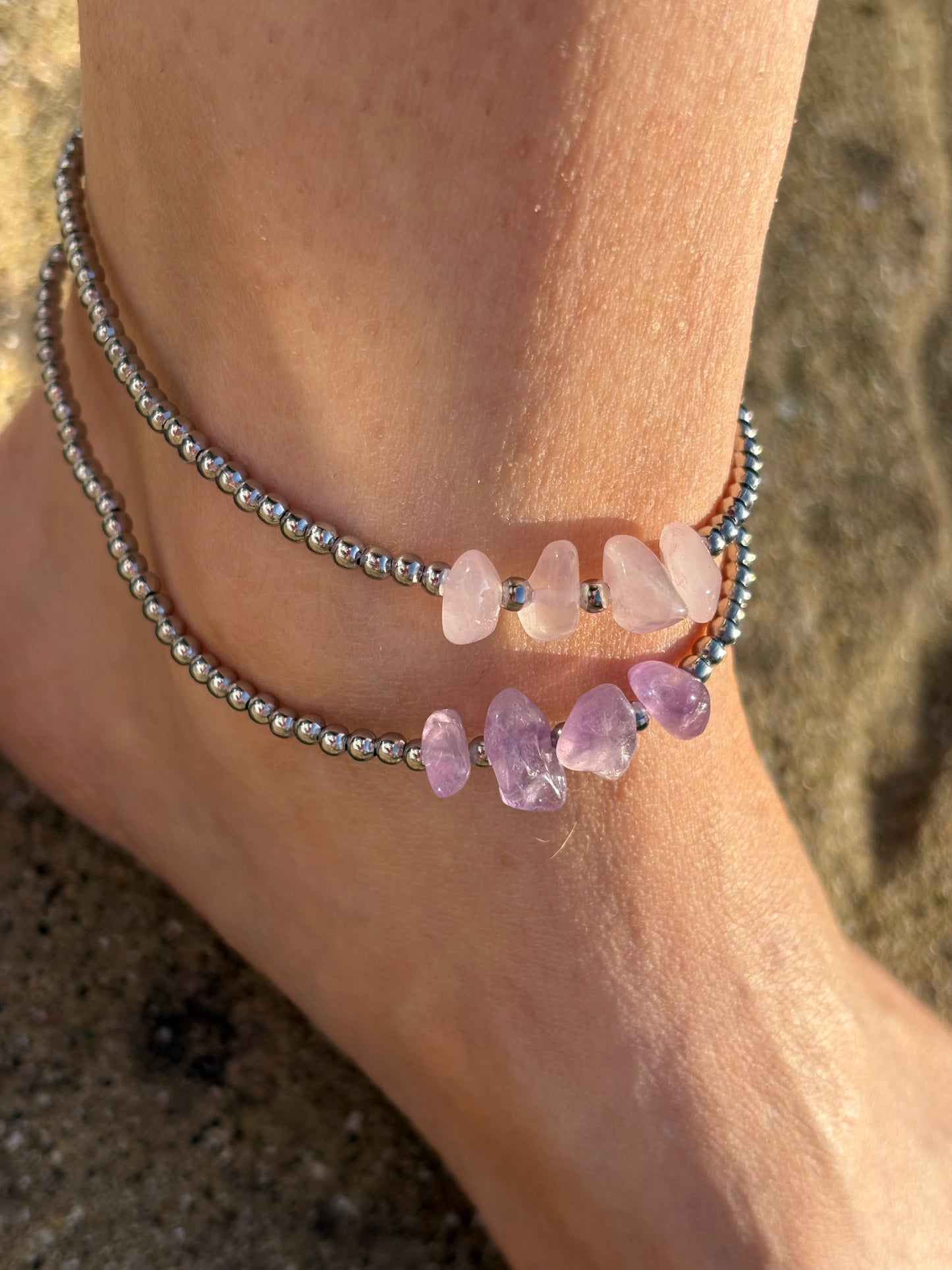 Waterproof Tarnish resistant crystal beaded anklets