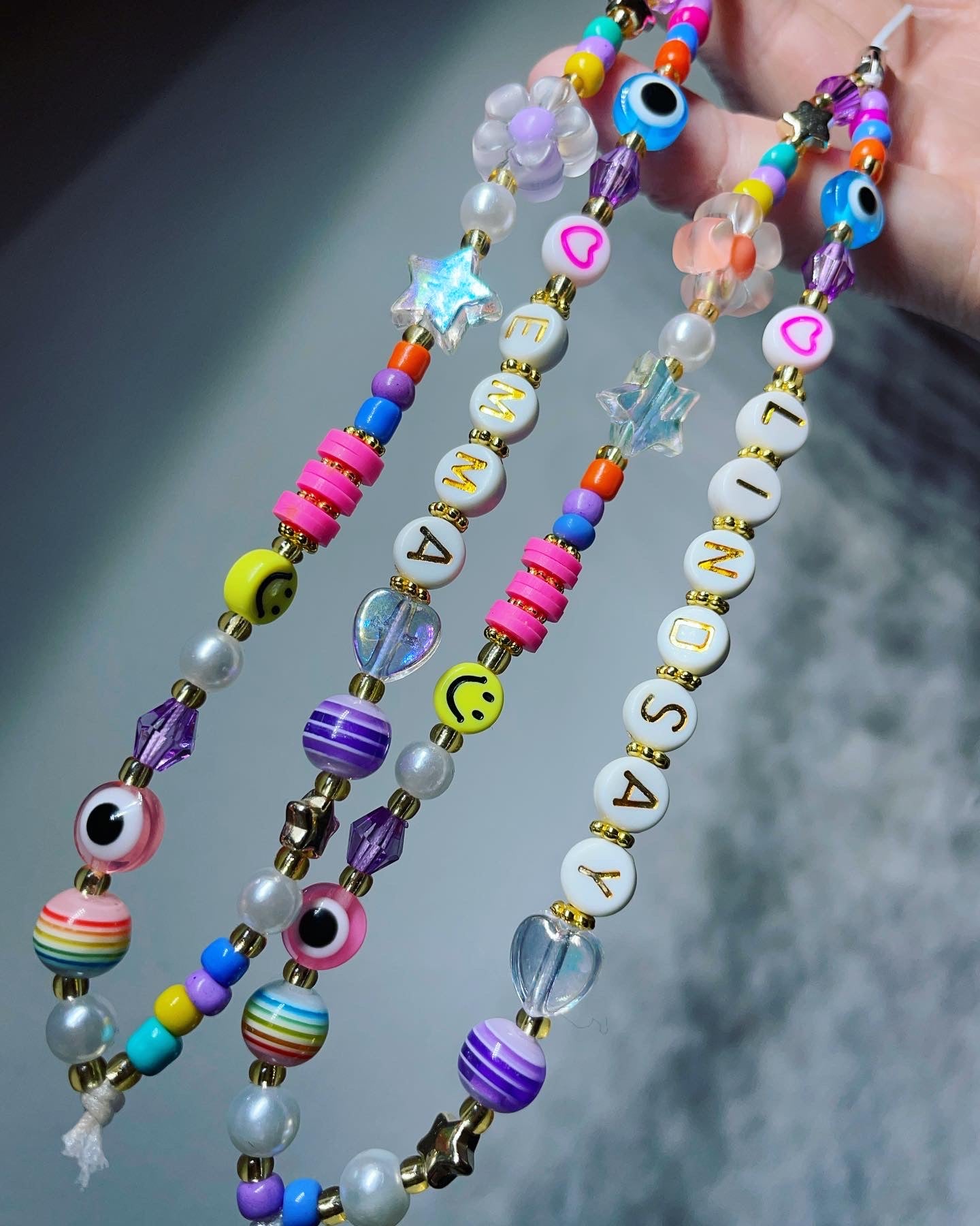 Phone strap | Bright personalsied Smiley mix bead phone strap | mobile strap | phone accessories | personalised mobile charms