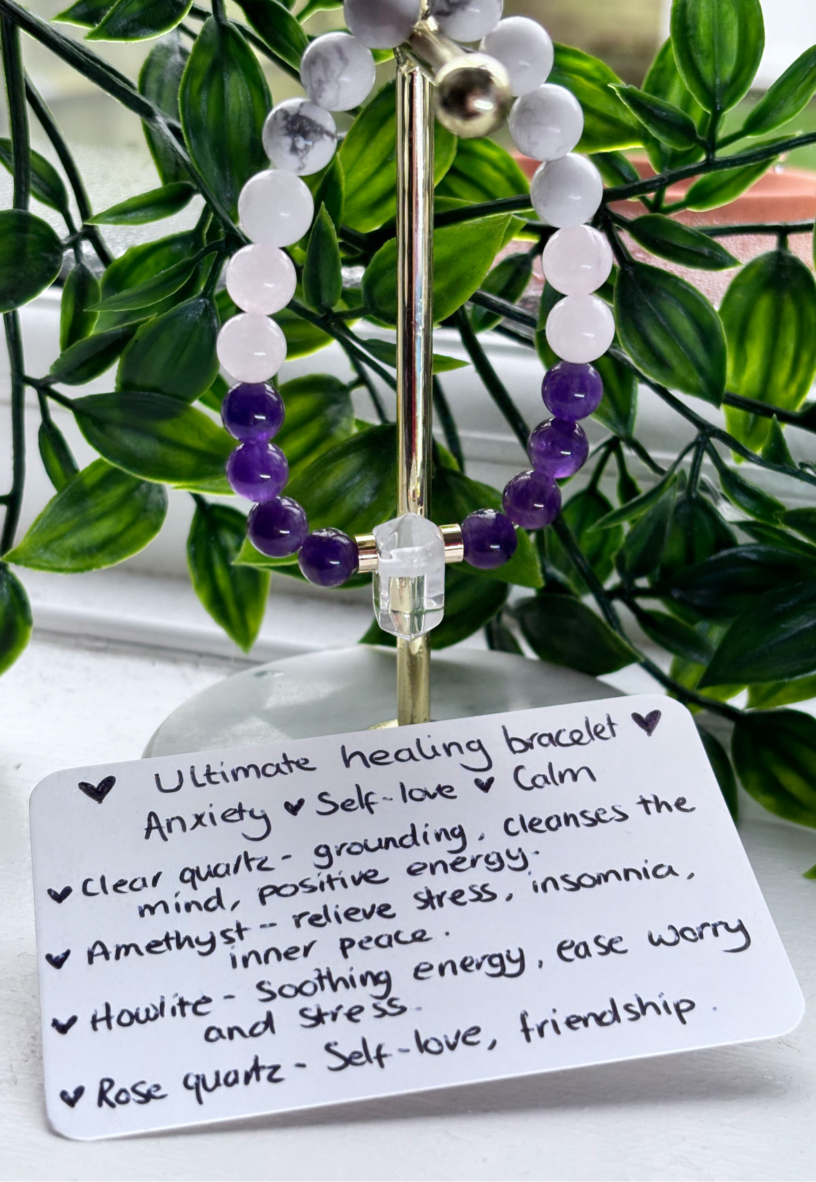 The ultimate crystal healing bracelet | anxiety | self love | calm clear quartz amethyst rose Quartz and howlite