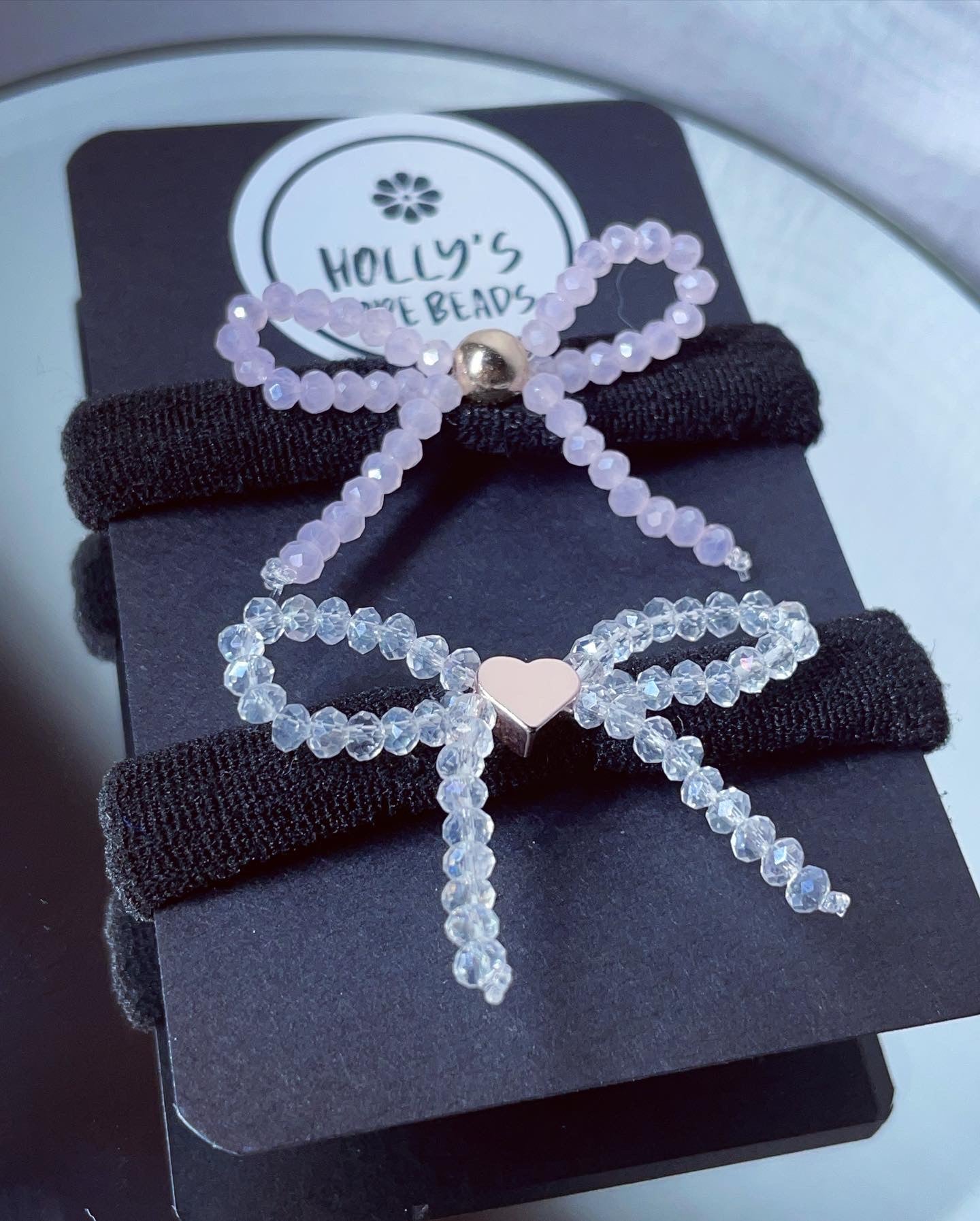 Hair bobbles non snag crystal bow hair bobbles | hair elastics | hair accessories | hair bows