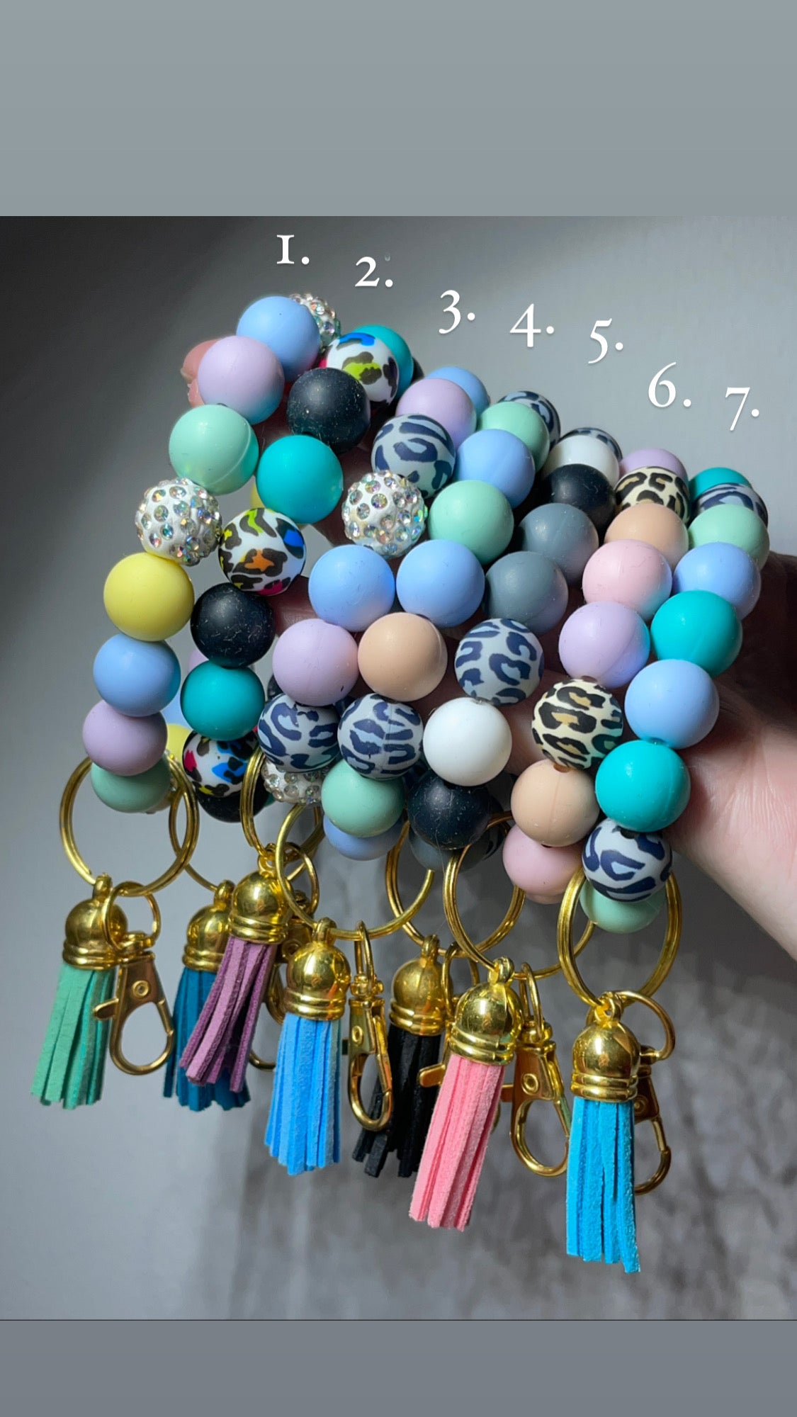 Keychain wristlets leopard print/ tassel wrist bracelets