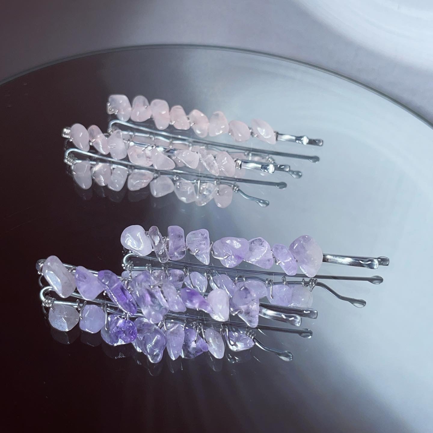 Silver crystal Bobby pins