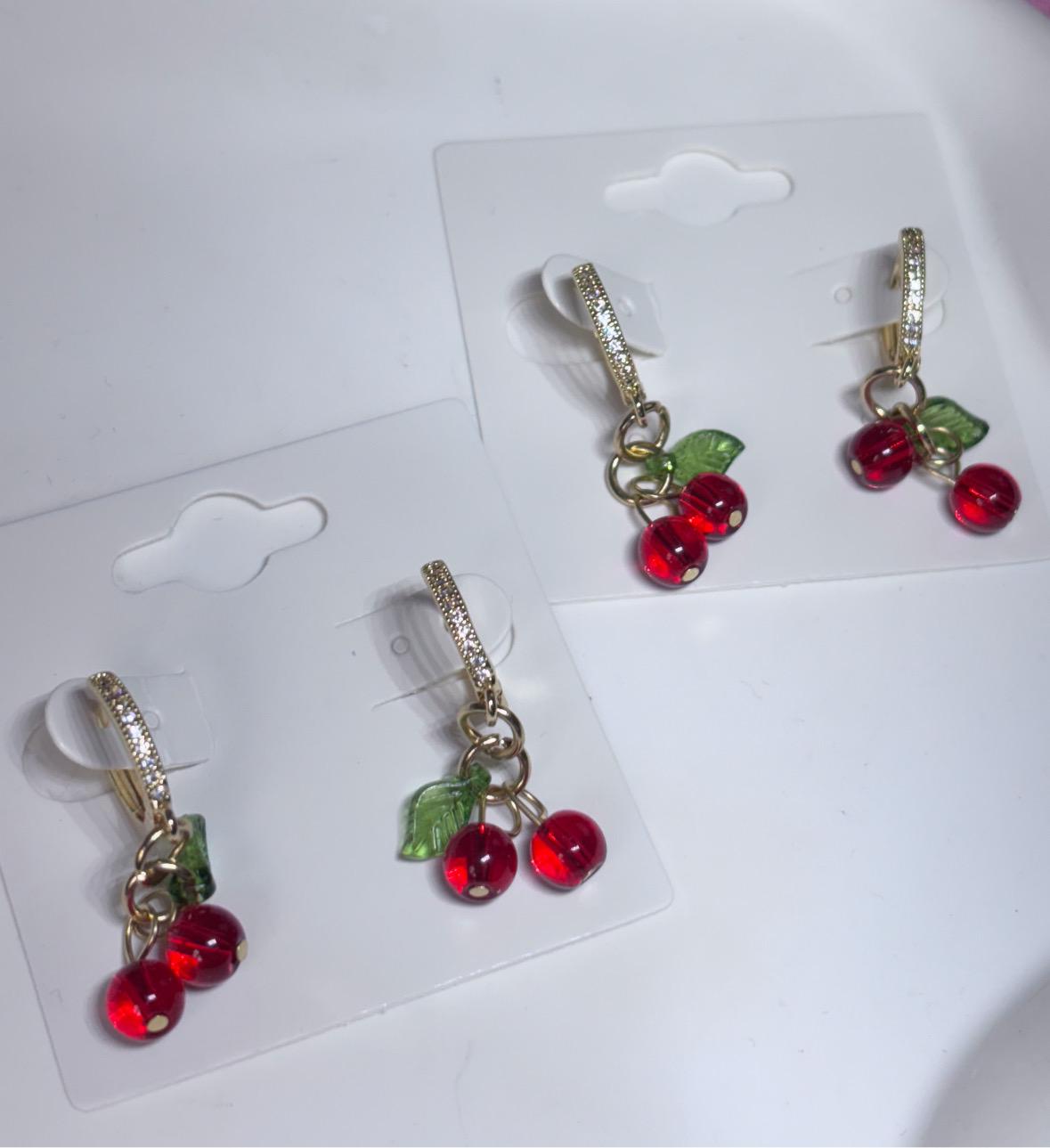 18k gold plated diamanté cherry hoops