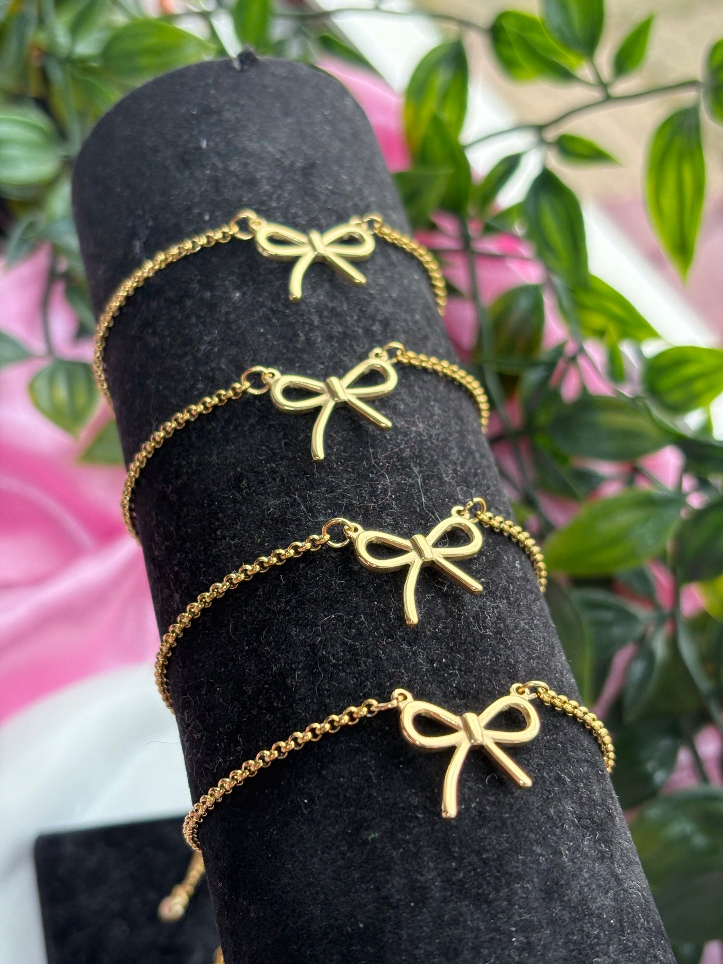 Stainless steel bow bracelets / waterproof/ tarnish resistant/ adjustable