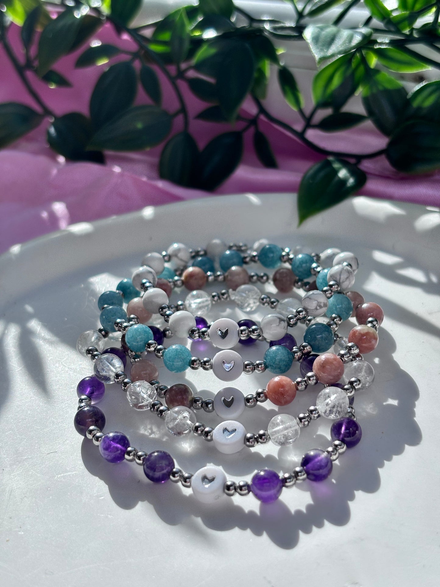 Stainless steel crystal beaded bracelets | water resistant | tarnish resistant