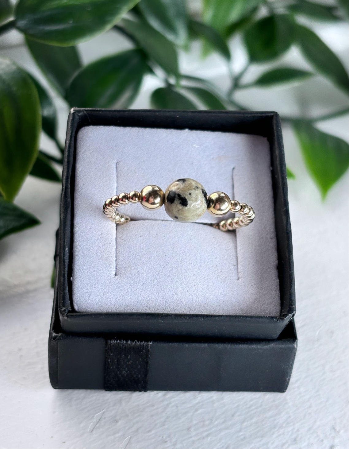 14K gold filled beaded crystal ring