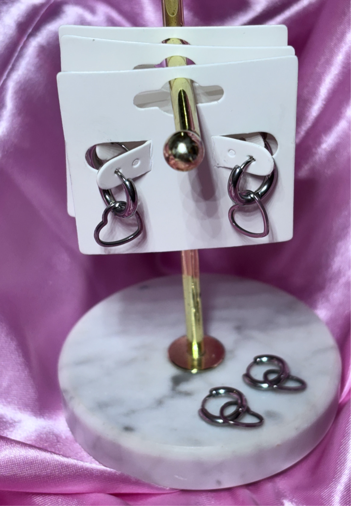 Stainless steel open heart huggie hoops