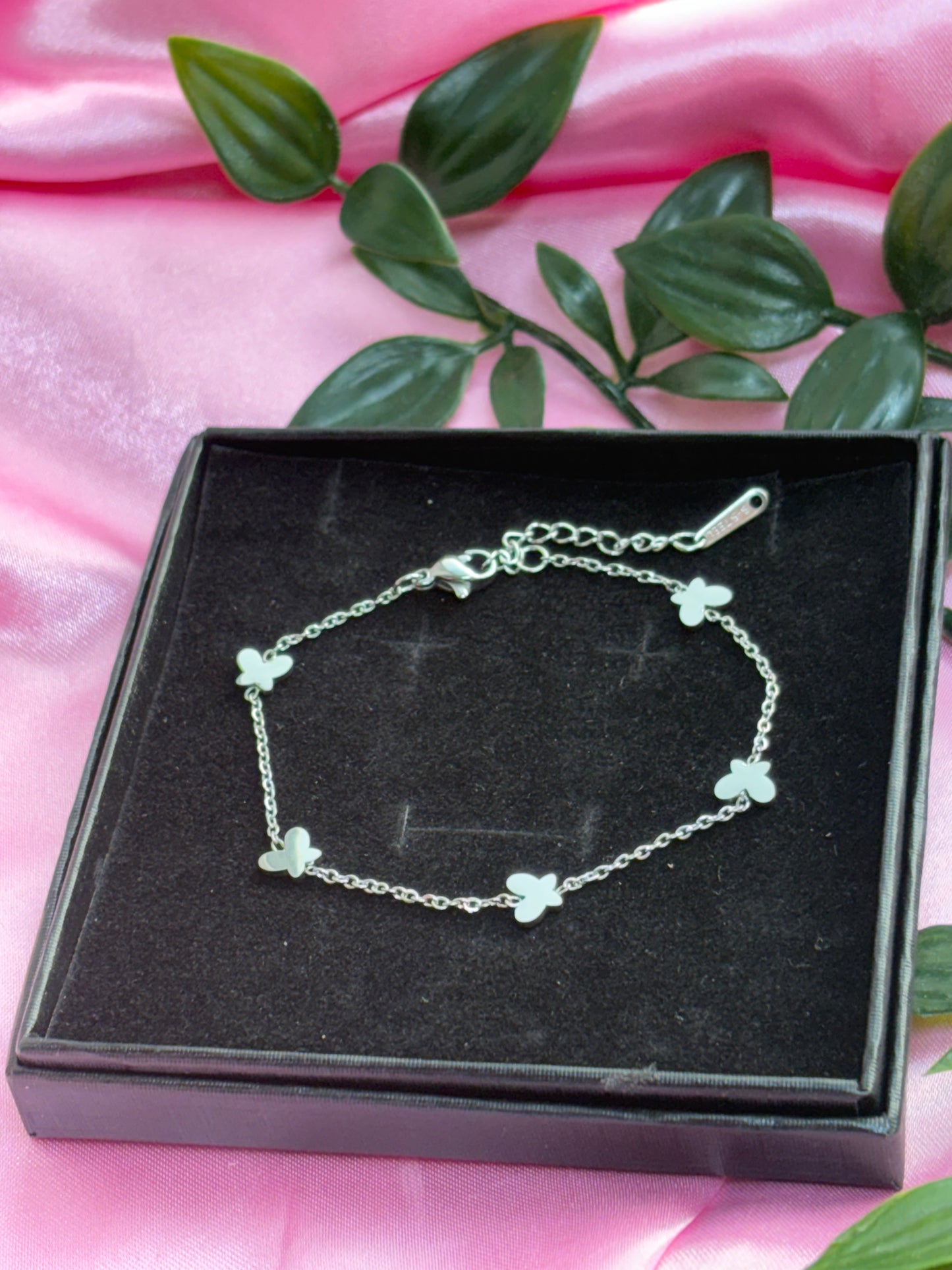 Dainty butterfly chain bracelet / stainless steel / water resistant / tarnish resistant