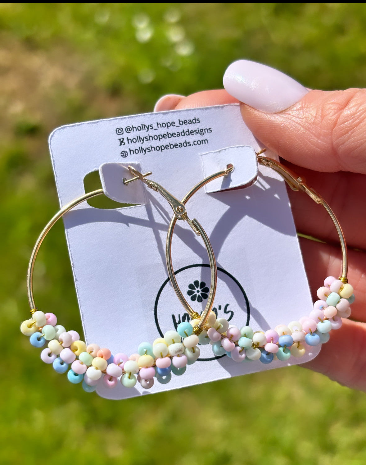 Pastel Candy bead hoops / large hoops 40mm gold or silver
